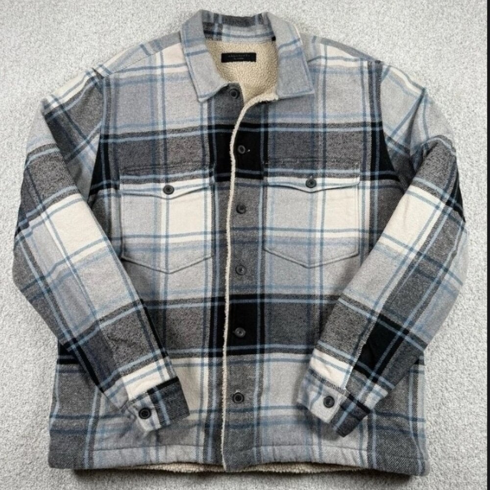 AllSaints Sacco Sherpa Lined Ashtree Plaid Shirt Jacket 2XL
